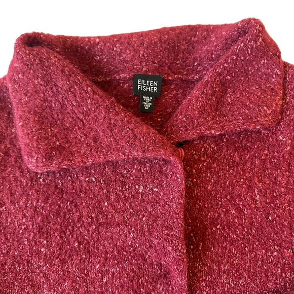 Eileen Fisher Button Front Cardigan Sweater Sz M Alpaca Wool Silk Nylon - Picture 4 of 15